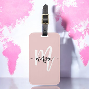 Snyggt Rosa World Traveler Monogram Namn Bagagebricka