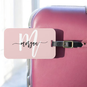 Snyggt Rosa World Traveler Monogram Namn Bagagebricka
