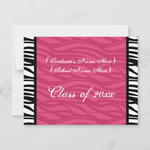 Snyggt Rosa Zebra Feminine Studenten Inbjudan