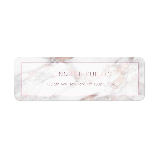 Snyggt Rosegold Marble Template Returadress Etikett (Framsidan)