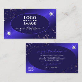 Snyggt Royal Blått Glitter Stardiamanter Lägg till Visitkort