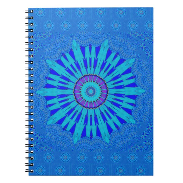 Snyggt Royal Blue Mandala Art Print Anteckningsbok Med Spiral (Framsidan)