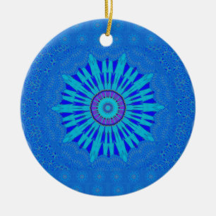 Snyggt Royal Blue Mandala Art Print Julgransprydnad Keramik