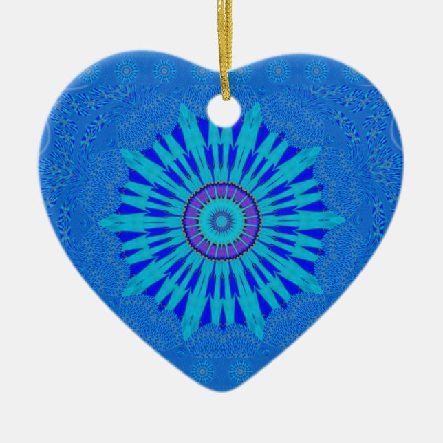 Snyggt Royal Blue Mandala Art Print Julgransprydnad Keramik (Framsidan)