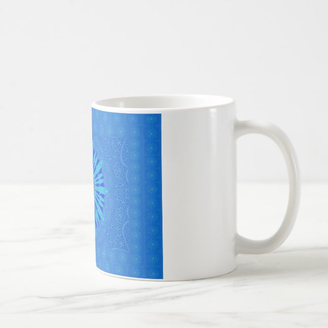 Snyggt Royal Blue Mandala Art Print Kaffemugg (Höger)