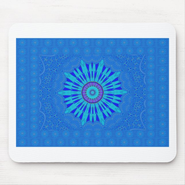 Snyggt Royal Blue Mandala Art Print Musmatta (Framsidan)