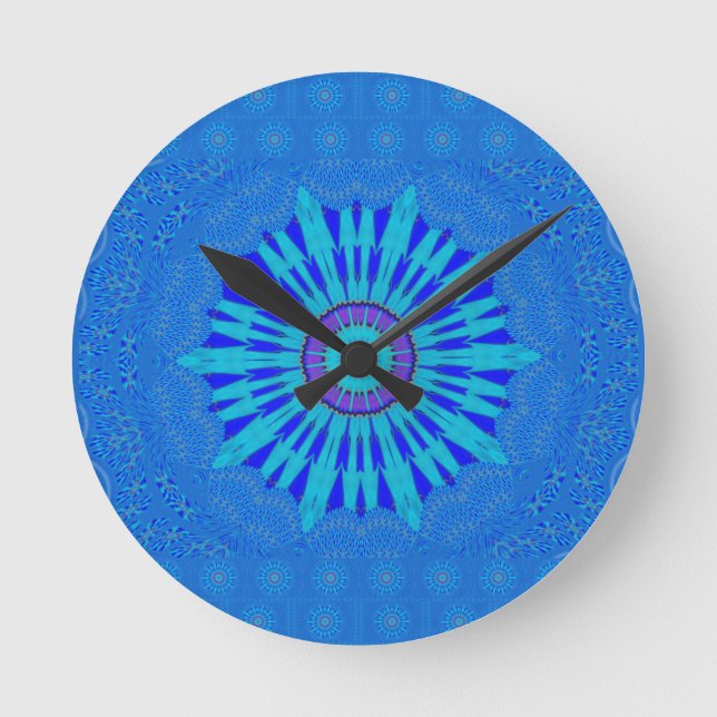 Snyggt Royal Blue Mandala Art Print Rund Klocka (Framsida)