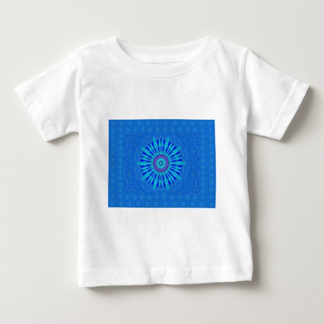 Snyggt Royal Blue Mandala Art Print T Shirt (Framsida)