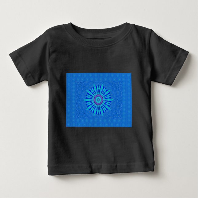 Snyggt Royal Blue Mandala Art Print T-shirt (Framsida)