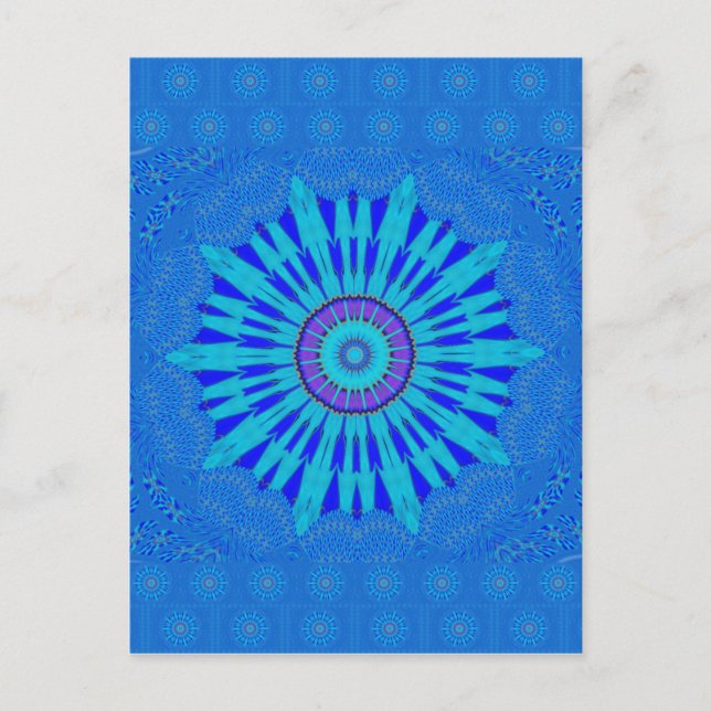 Snyggt Royal Blue Mandala Art Print Vykort (Framsida)