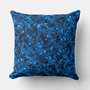 Snyggt Royal Blue Shimmer Glitter Glam Mönster Kudde