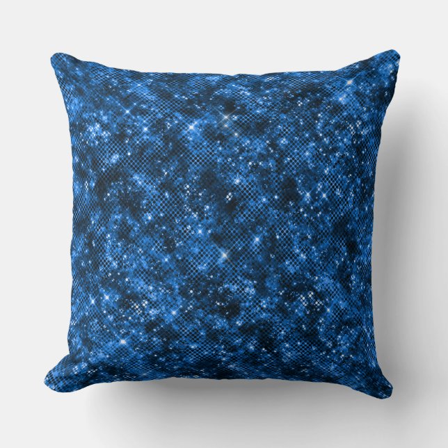 Snyggt Royal Blue Shimmer Glitter Glam Mönster Kudde (Framsida)