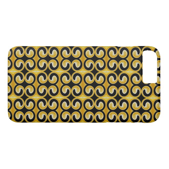 Snyggt Royal Gult Black Mönster Case-Mate iPhone Skal (Baksida (horisontal))