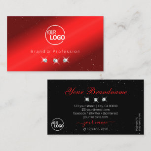Snyggt Ruby Red Black Sparkling Diamonds Add Logot Visitkort