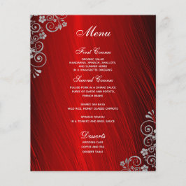 Snyggt Ruby Red Grått Swirl Bröllop Menu