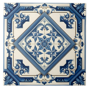 Snyggt Rustic Blue Mediterranean Mönster Kakelplatta