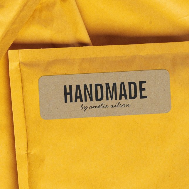 Snyggt Rustic Bold Handmade Faux Kraft Returadress Etikett (Skapare uppladdad)