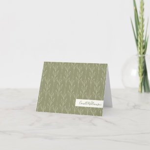 Snyggt Rustic Botanical Sage Grönt Personlig Anteckningskort