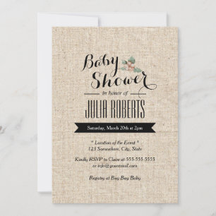 Snyggt Rustic Burlap Struktur Baby Shower Inbjudningar