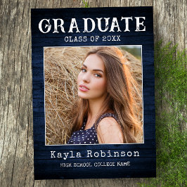 Snyggt Rustic Land Blue Wood Photo Studenten Meddelande