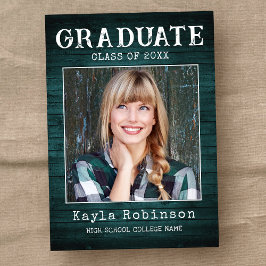 Snyggt Rustic Land Teal Wood Photo Studenten Meddelande
