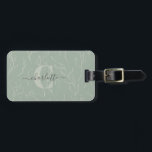 Snyggt Rustic Sage Botanical Monogram Namn Bagagebricka<br><div class="desc">Personlig Snyggt Rustic Sage Botanical Monogram Namn Luggage Tag</div>