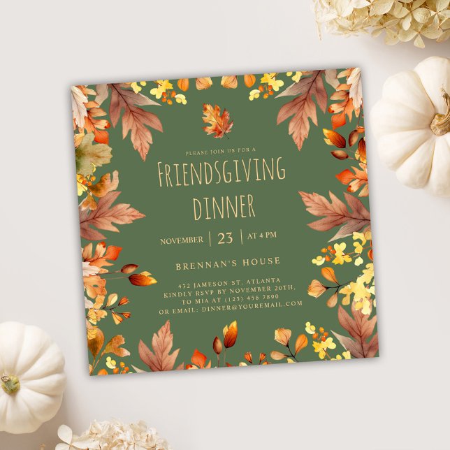 Snyggt Rustic Thanksgiving Friendsgiving middag Inbjudningar (Modern Cute Friendsgiving Dinner Invitation)
