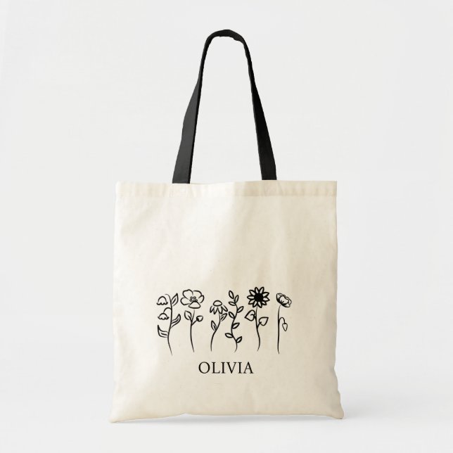 Snyggt Rustic WildblomBridesmaid Namn Tygkasse (Framsidan)