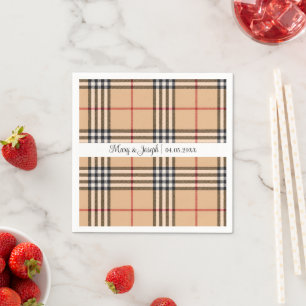 Snyggt Rutigt Varm Tan Bas Vit Svart Brun Tartan Pappersservett