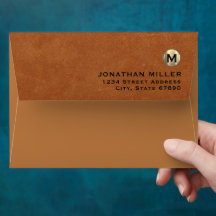 Snyggt Sable Leather Guld Monogram Returadress