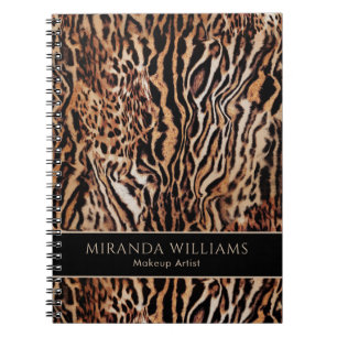 Snyggt Safari Animal Print with Namn and Title Anteckningsbok