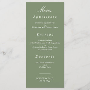 Snyggt Sage Grönt Bröllop Meny