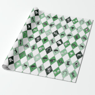 Snyggt Sage Grönt Equestrian Diamond Mönster Presentpapper