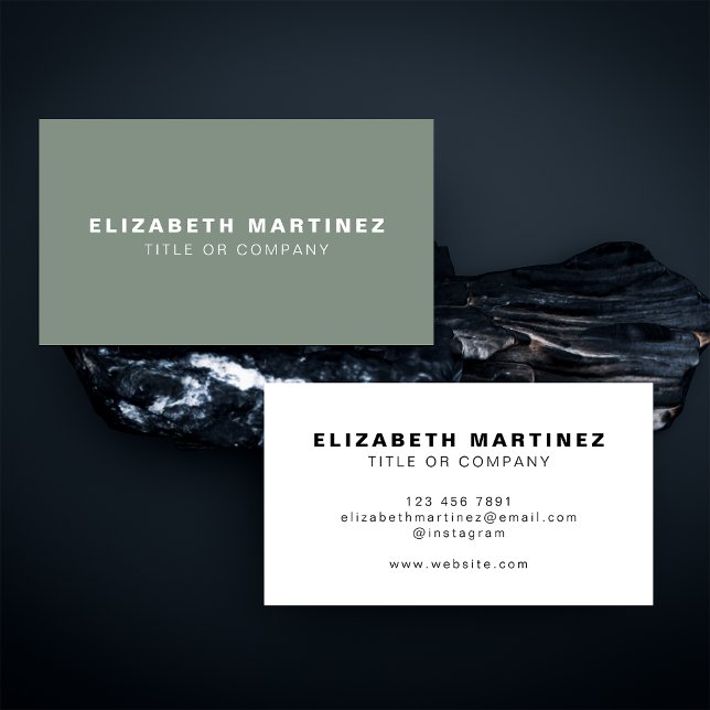 Snyggt Sage Grönt Front and Back Personlig Visitkort (Skapare uppladdad)