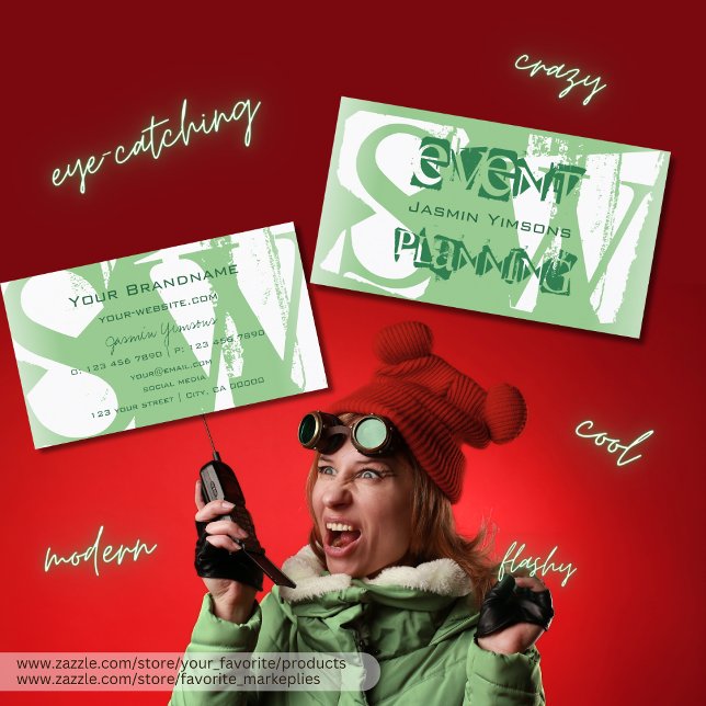 Snyggt Sage Grönt och Vit med Monogram Modern Visitkort (Skapare uppladdad)