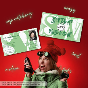 Snyggt Sage Grönt Vit fotoLogotyp och Monogram Visitkort