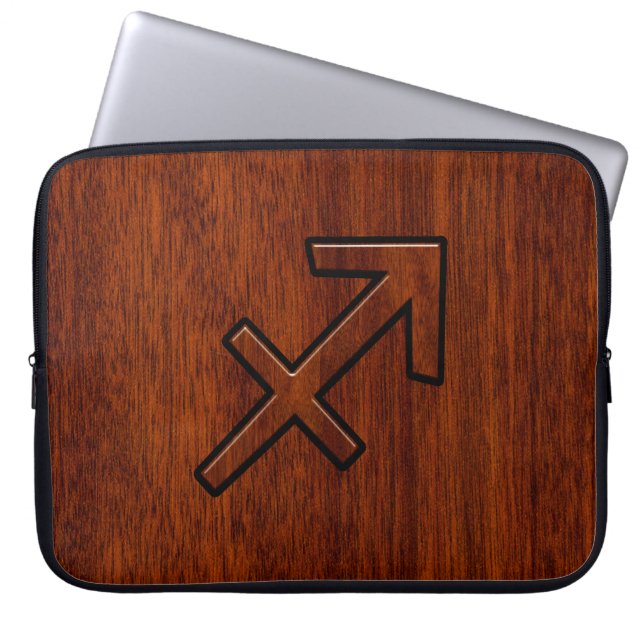 Snyggt Sagittarius Zodiac Logga in Mahogany Decor Laptop Sleeve (Framsidan)