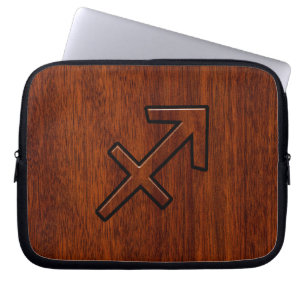 Snyggt Sagittarius Zodiac Logga in Mahogany Decor Laptop Sleeve