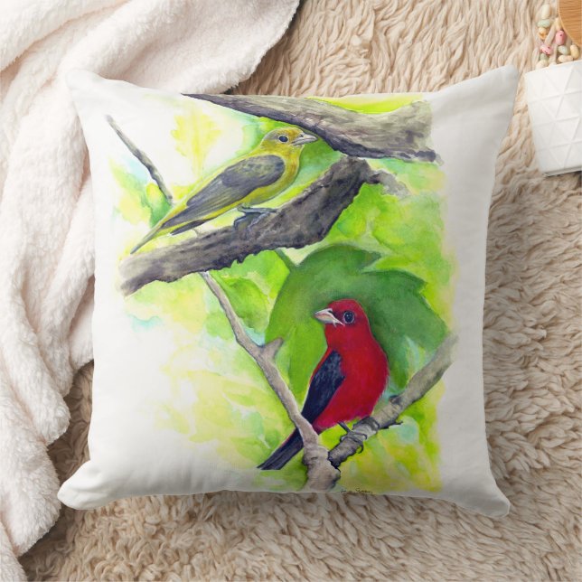 Snyggt Scarlet Tanager Birds Art Kudde (Filt)