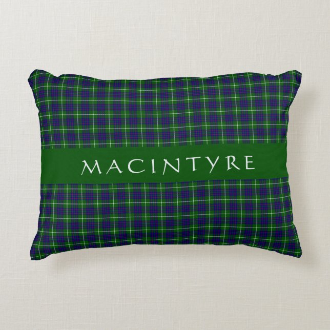 Snyggt Scottish Klan MacIntyre Tartan Anpassningsb Prydnadskudde (Framsidan)