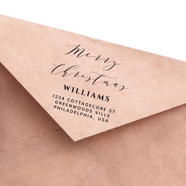 Snyggt Script Calligraphy God jul Family Självfärgande Stämpel (Skapare uppladdad)