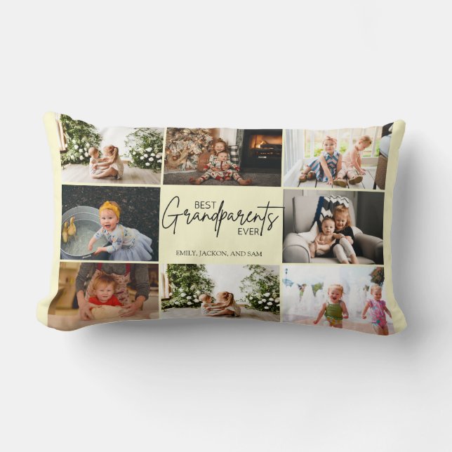 Snyggt Script Collage Best Grandparent Evers Lumbarkudde (Framsida)