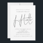 Snyggt Script femtionde Födelsedagsfesten Inbjudningar<br><div class="desc">Snyggtens skriptfemtionde Födelsedagsfest. Femtionde är i modern handstil stil. Anpassa enkelt resten av texten till din egen. Du kan ändra text och bakgrund till valfri färg genom att välja Anpassa ytterligare.</div>