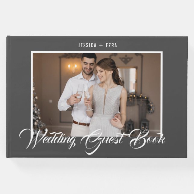 Snyggt Script Grått och vit | Foto Gästböcker (Framsida)