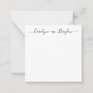 Snyggt Script Heart par Namn Bröllop Newlyed Anteckningskort