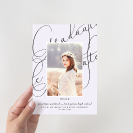 Snyggt Script Lila Photo Studentfest Inbjudningar