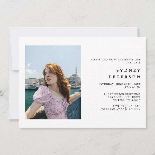 Snyggt Script Modern 2 Photo Studentfest Inbjudningar (Baksida)