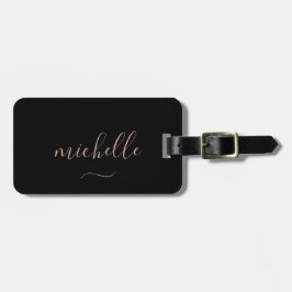 Snyggt Script Monogram Black Guld Girly Bagagebricka