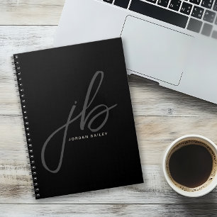 Snyggt Script Monogram Initialer och Namn Anteckningsbok