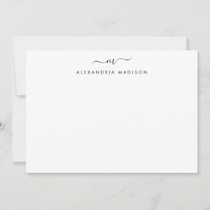 Snyggt Script Monogram Modern Swash Stationery Anteckningskort